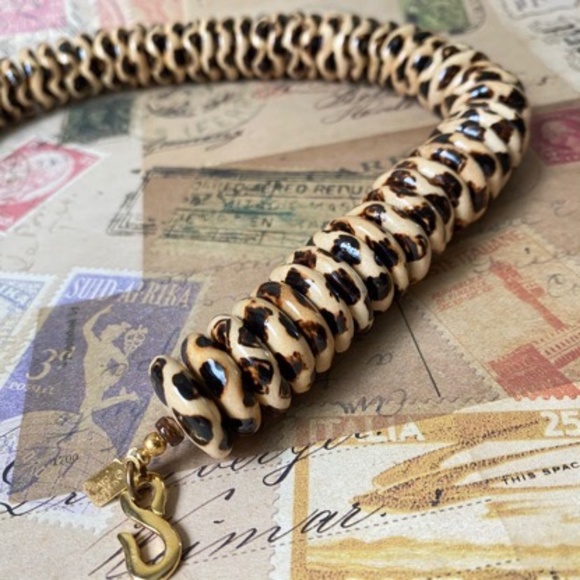 VTG KENNETH LANE Cheetah Bead Necklace - Picture 7 of 10